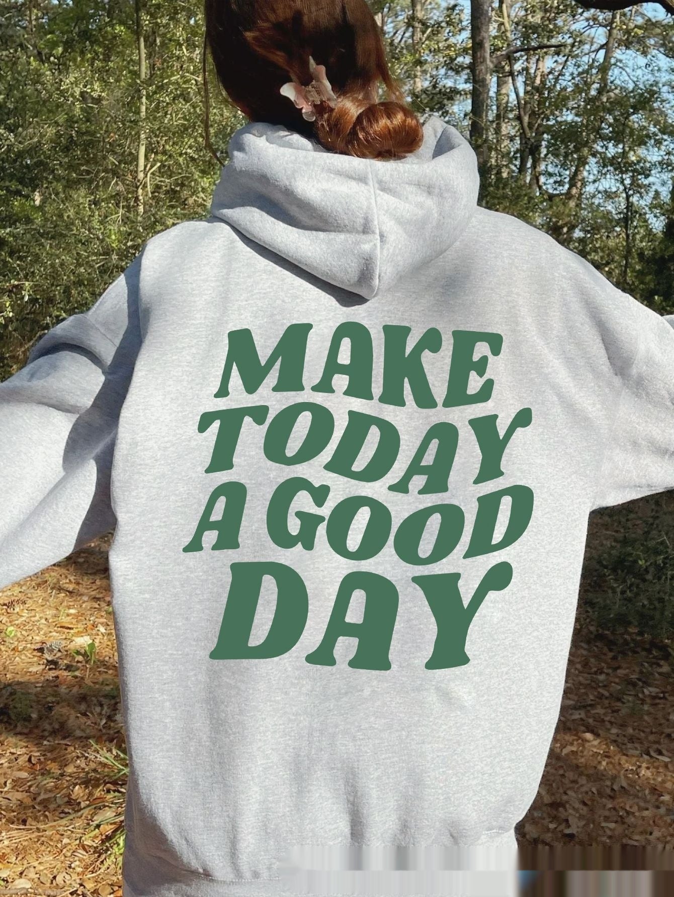 Double-Sided Printed American Hooded Plain Letter Sweater for women