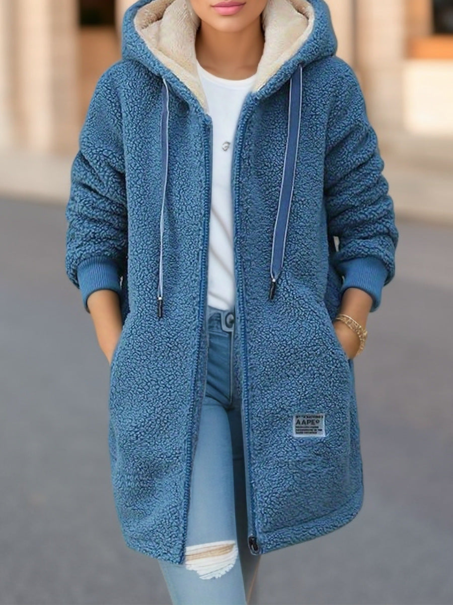 Winter Fleece Hooded Jacket Fashion Casual for Women