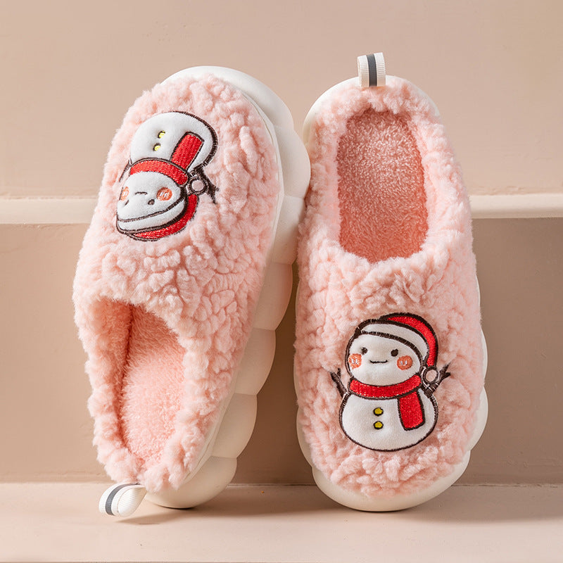 Cute Snowman Slippers Winter Indoor Household