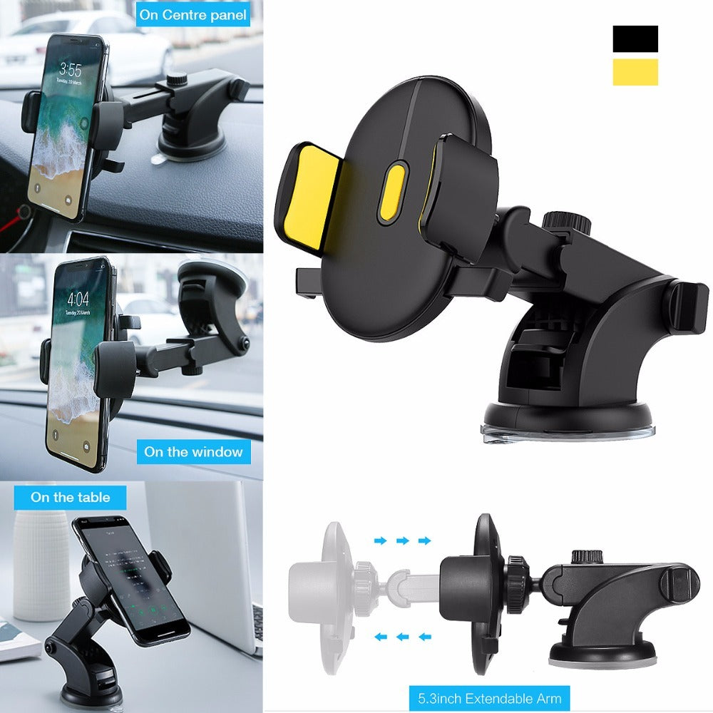 Car Phone Holder Long Rod Telescopic, Car Dashboard Suction Cup Type
