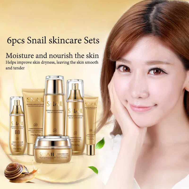 6pcs Snail Anti-aging Skin Care Sets Moisturizing for Facial