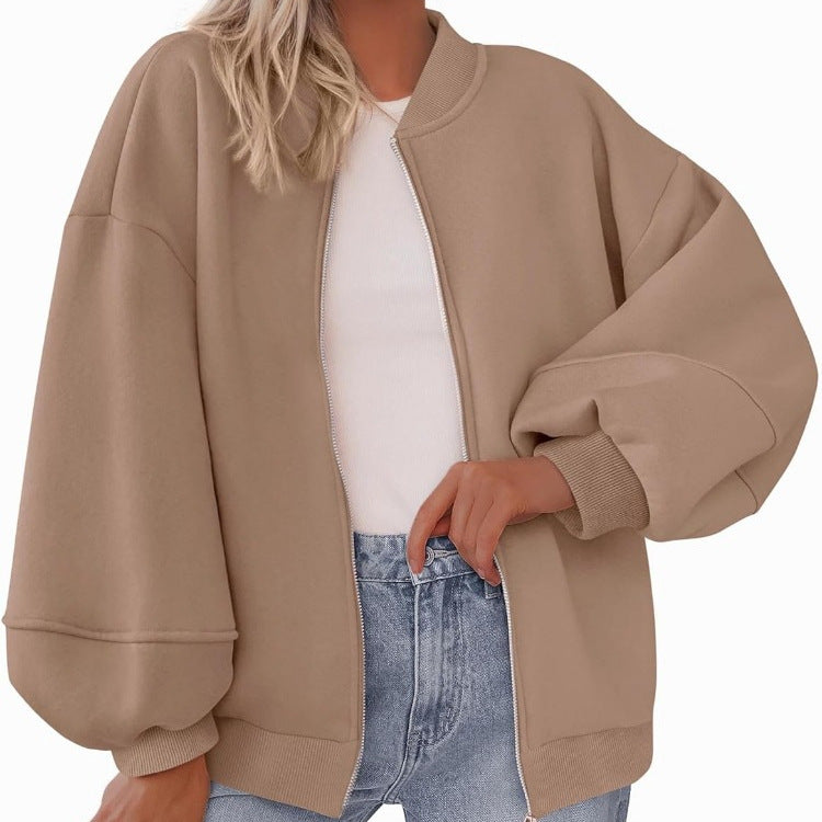 Zip Sweatshirt Jacket Casual Long Sleeve Pilot Coat